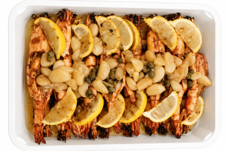Grilled Tiger Prawns In Lemon Butter Sauce